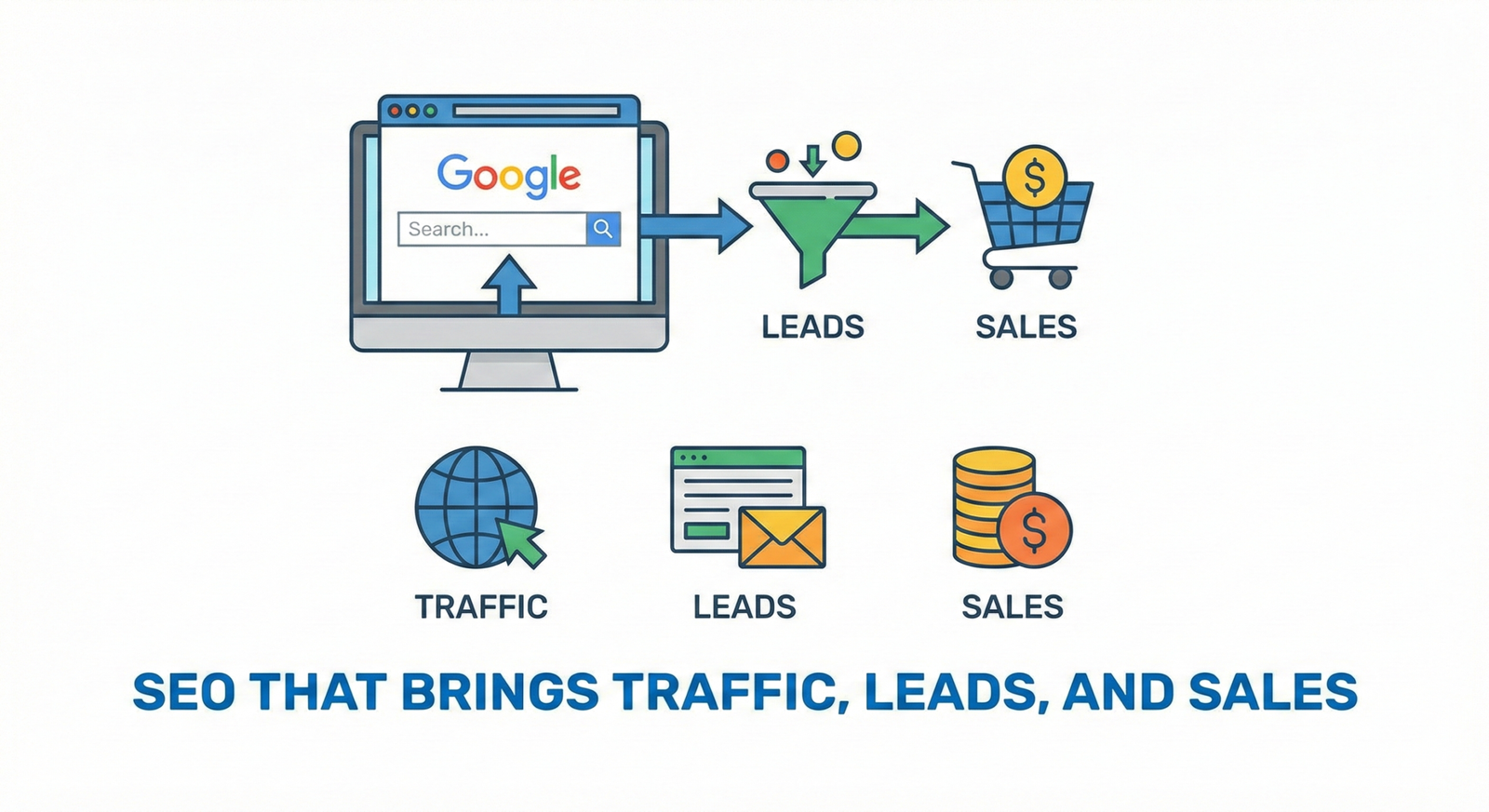 SEO Growth Traffic Sales Illustration